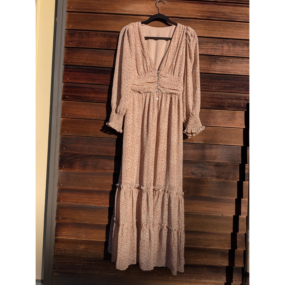 Alter'D State Cottagecore Ditsy Floral Fall Maxi Tiered Tall Peasant Boho Dress